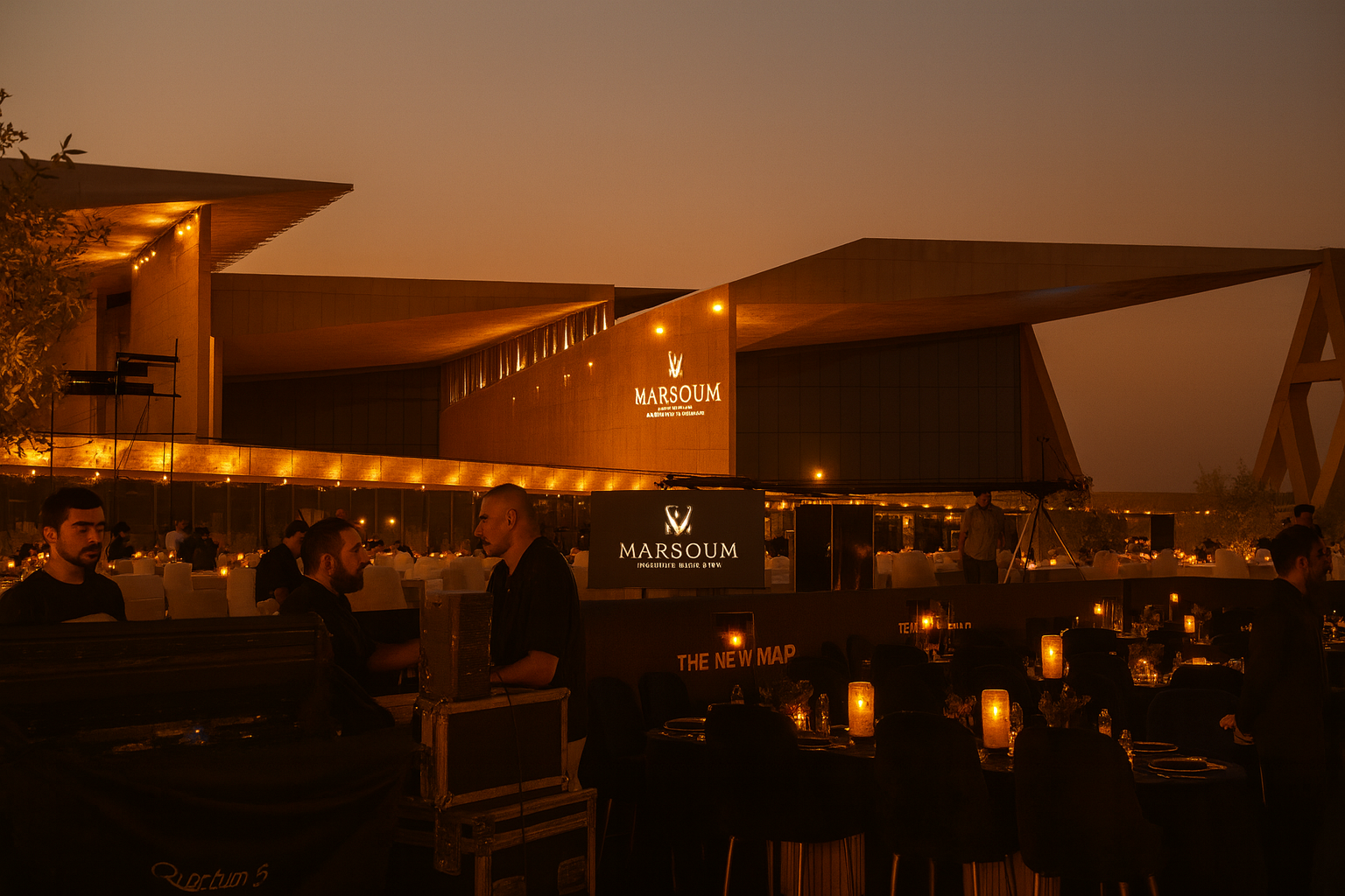 GEM dining terrace at dusk